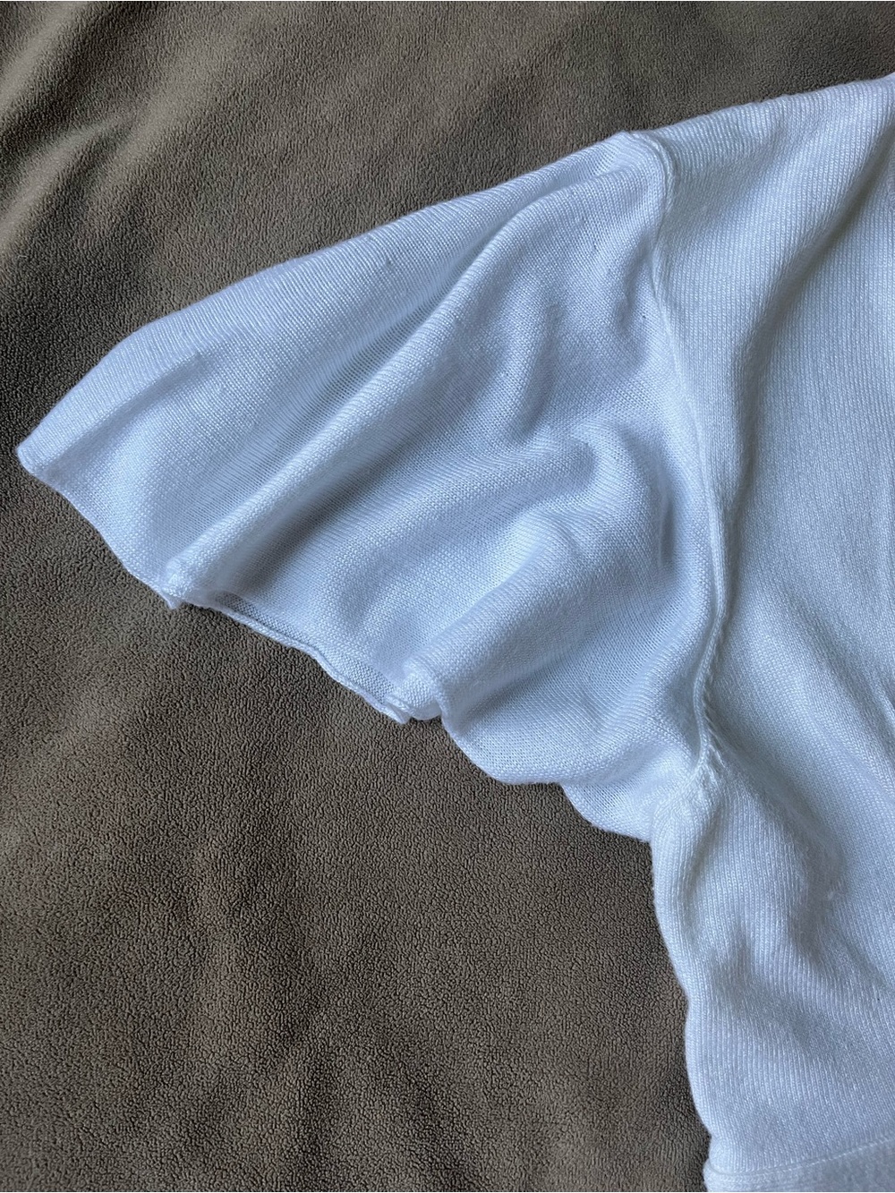 Vintage Y2K I.N.C. Romantic Flutter Sleeve Ruched Tie Back Babydoll Top - White - Picture 6 of 9